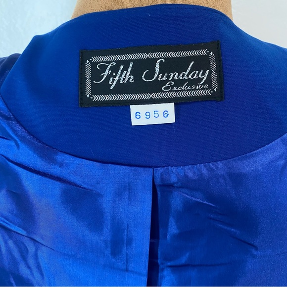 Vtg! Royal Blue Women's Blazer with Scarf Detail - Picture 8 of 16